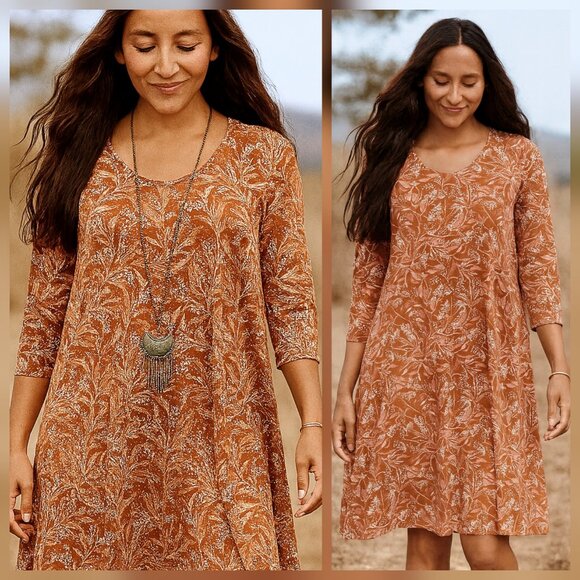 Garnet Hill Trapeze Dress Seamed Jersey Knit Tencel Lyocel in Terracotta NEW - Picture 13 of 13